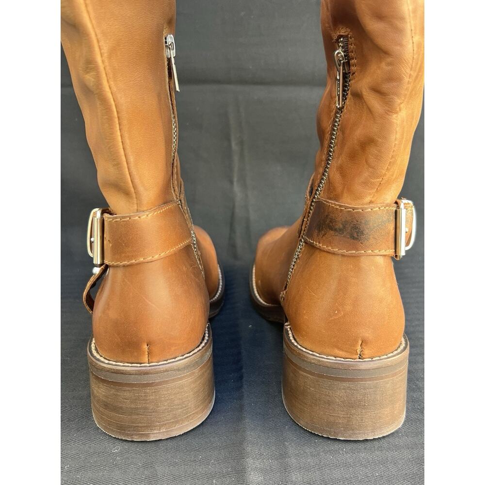 STEVE MADDEN Bryanna Moto Boot Brown Leather Women's Size 8 US - Picture 7 of 14